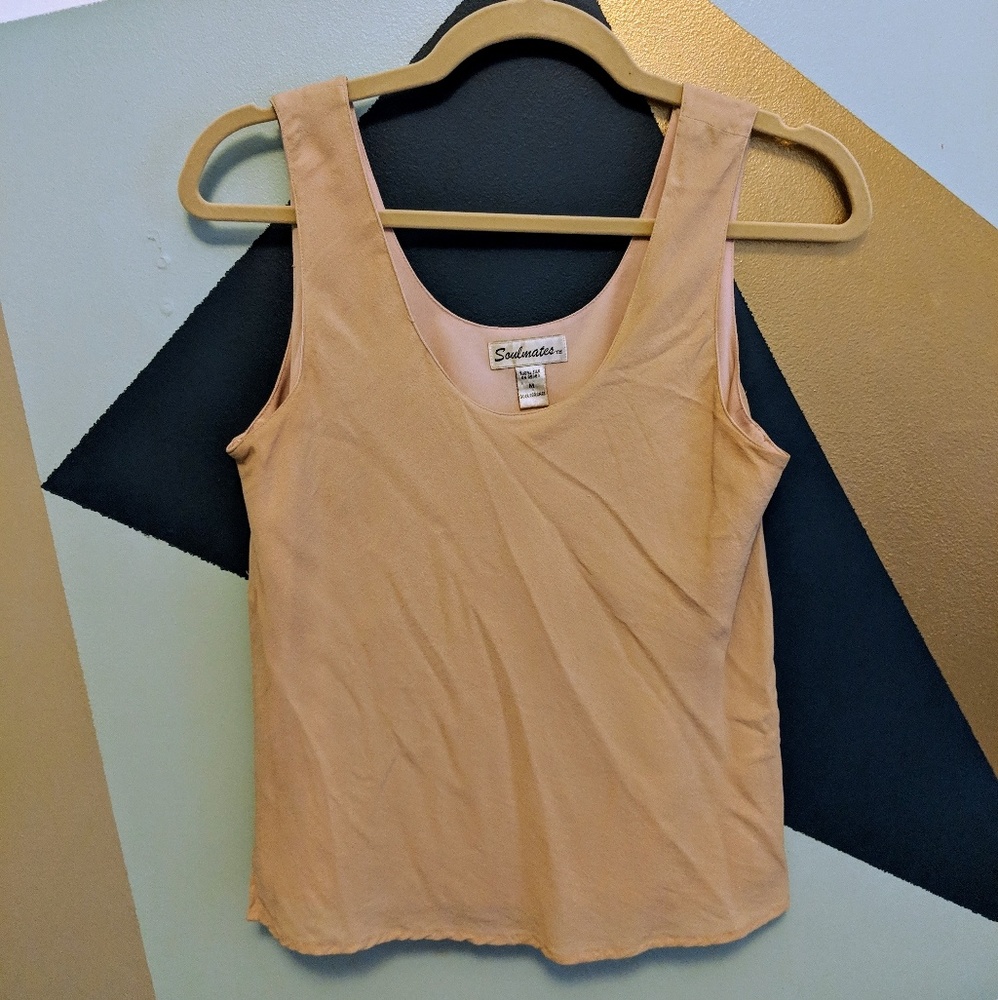 Silk blush tank top
